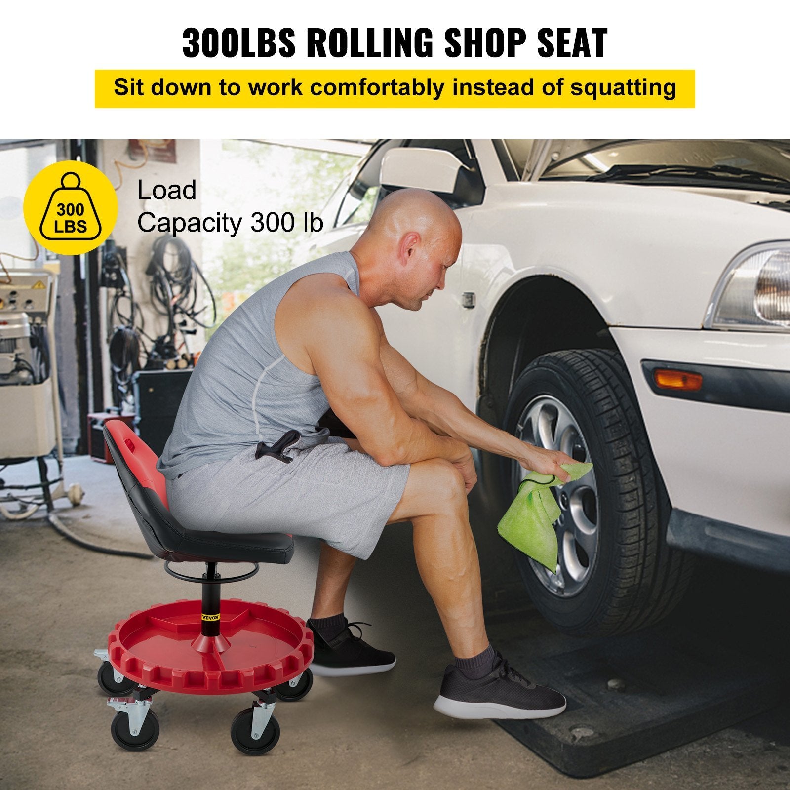 VEVOR Rolling Garage Stool Doba